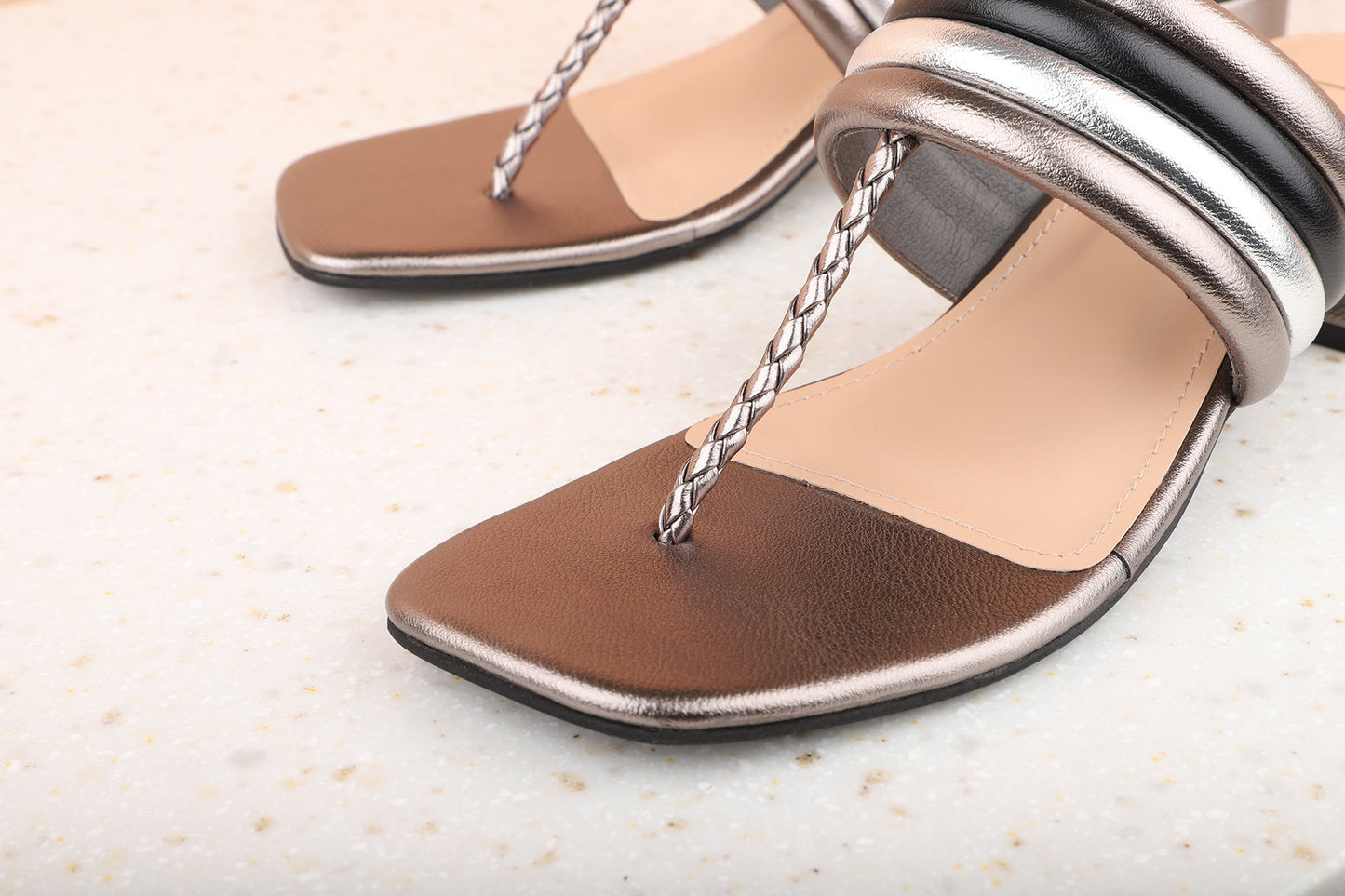 Women Pewter Block Sandals