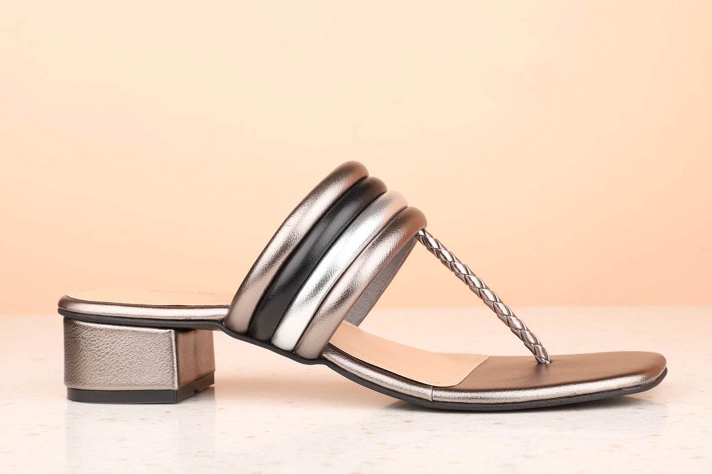 Women Pewter Block Sandals