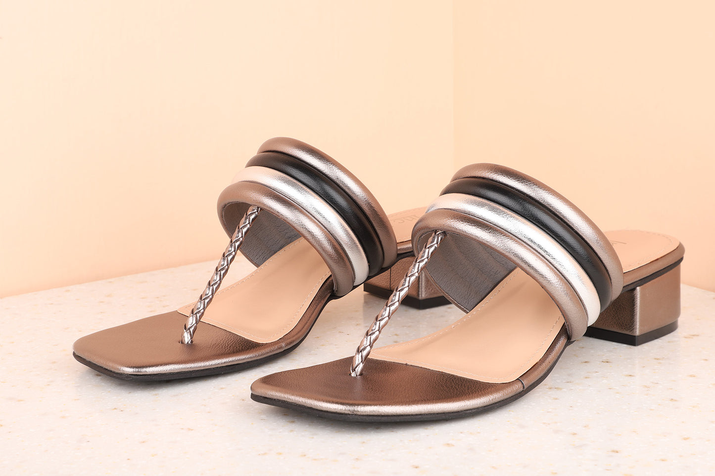 Women Pewter Block Sandals