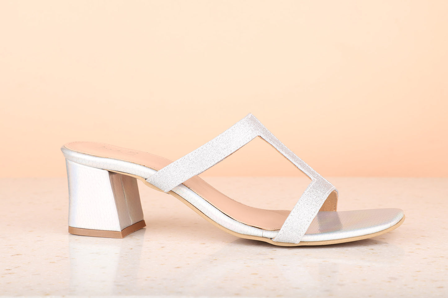 Women Silver Embellished Block Sandals