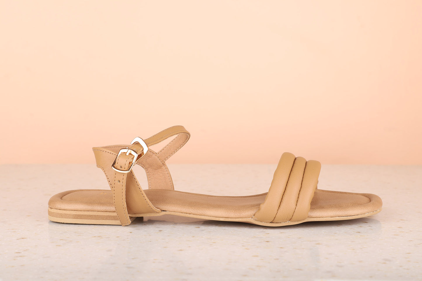 Women Beige Open Toe Flat Sandals