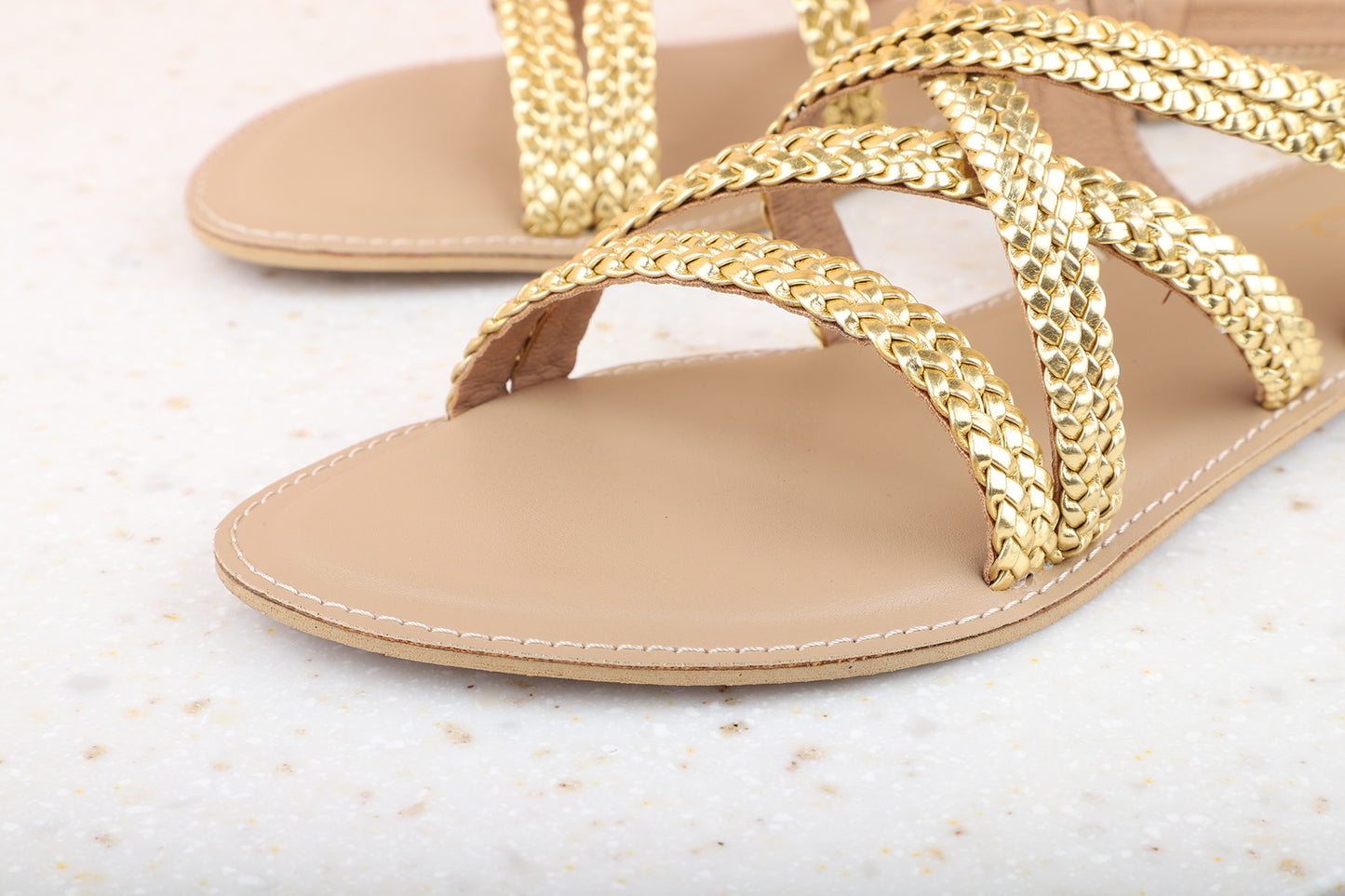 Women Gold Gladiators Flats