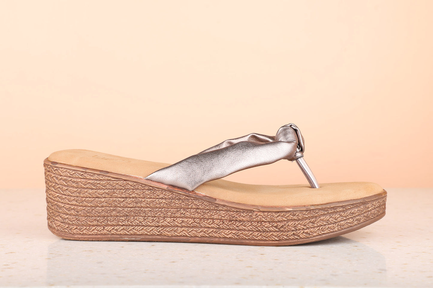 Women Pewter Solid Wedge Sandals