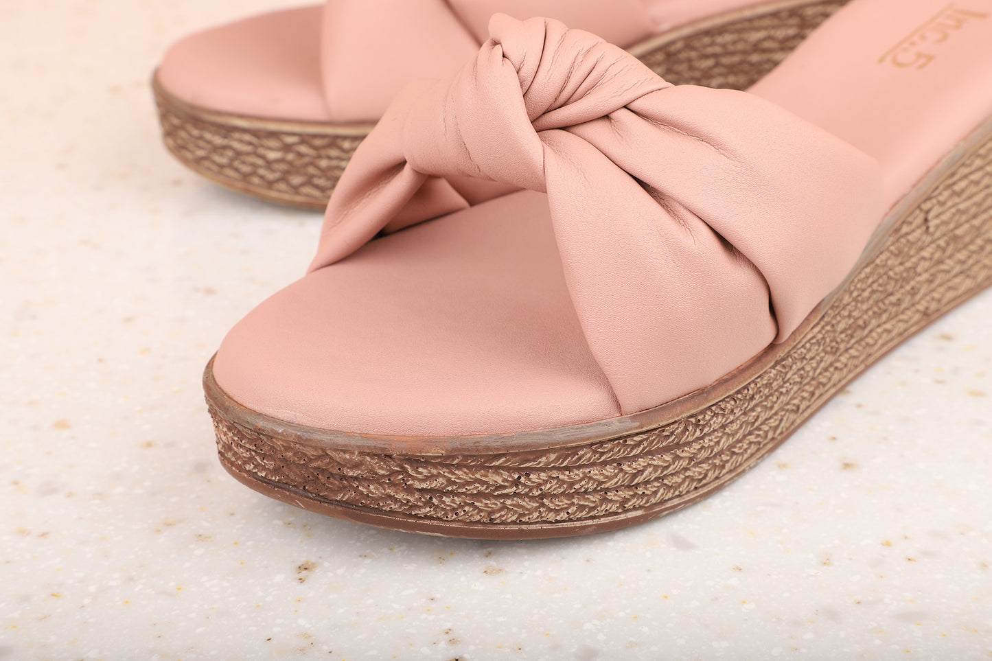 Women Peach Solid Wedge Sandals