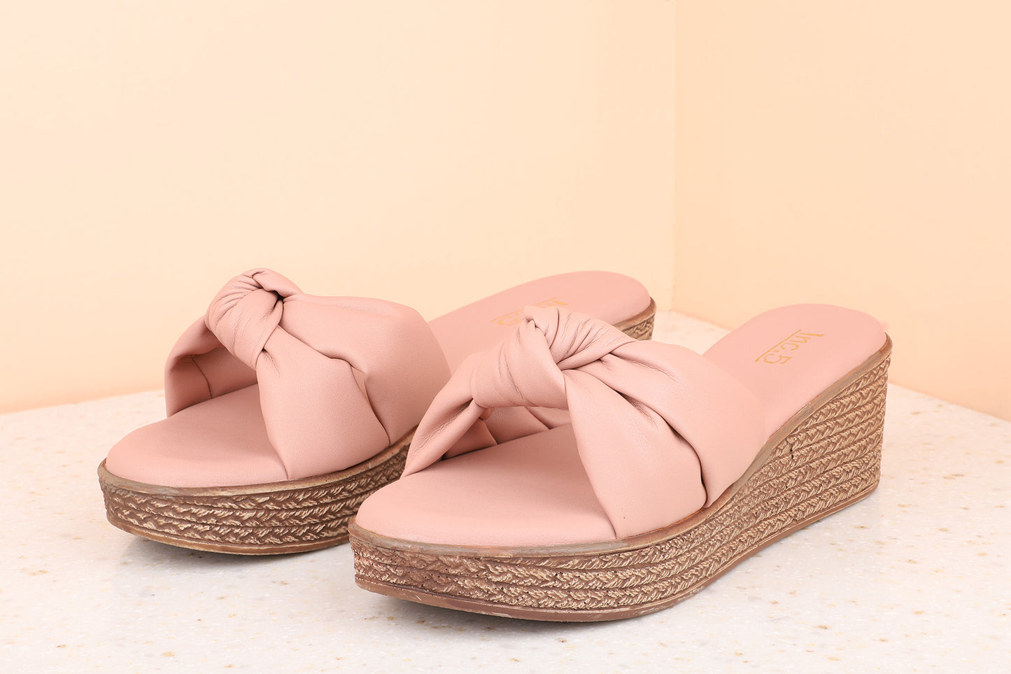 Women Peach Solid Wedge Sandals