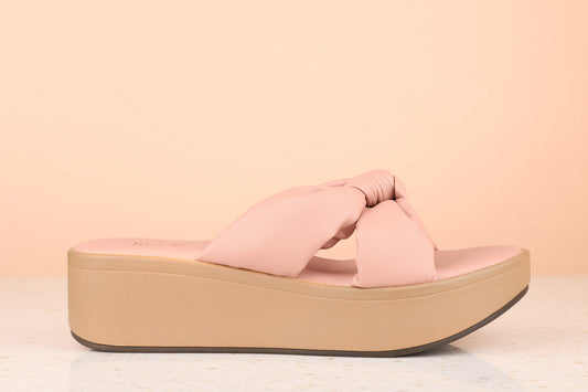 Women Peach Solid Wedge Sandals