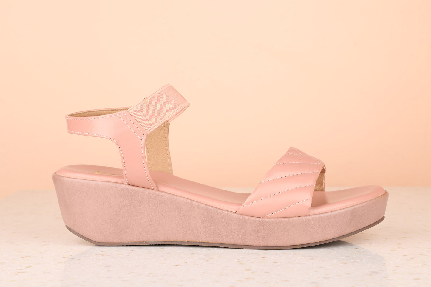 Women Peach Solid Wedge Sandals