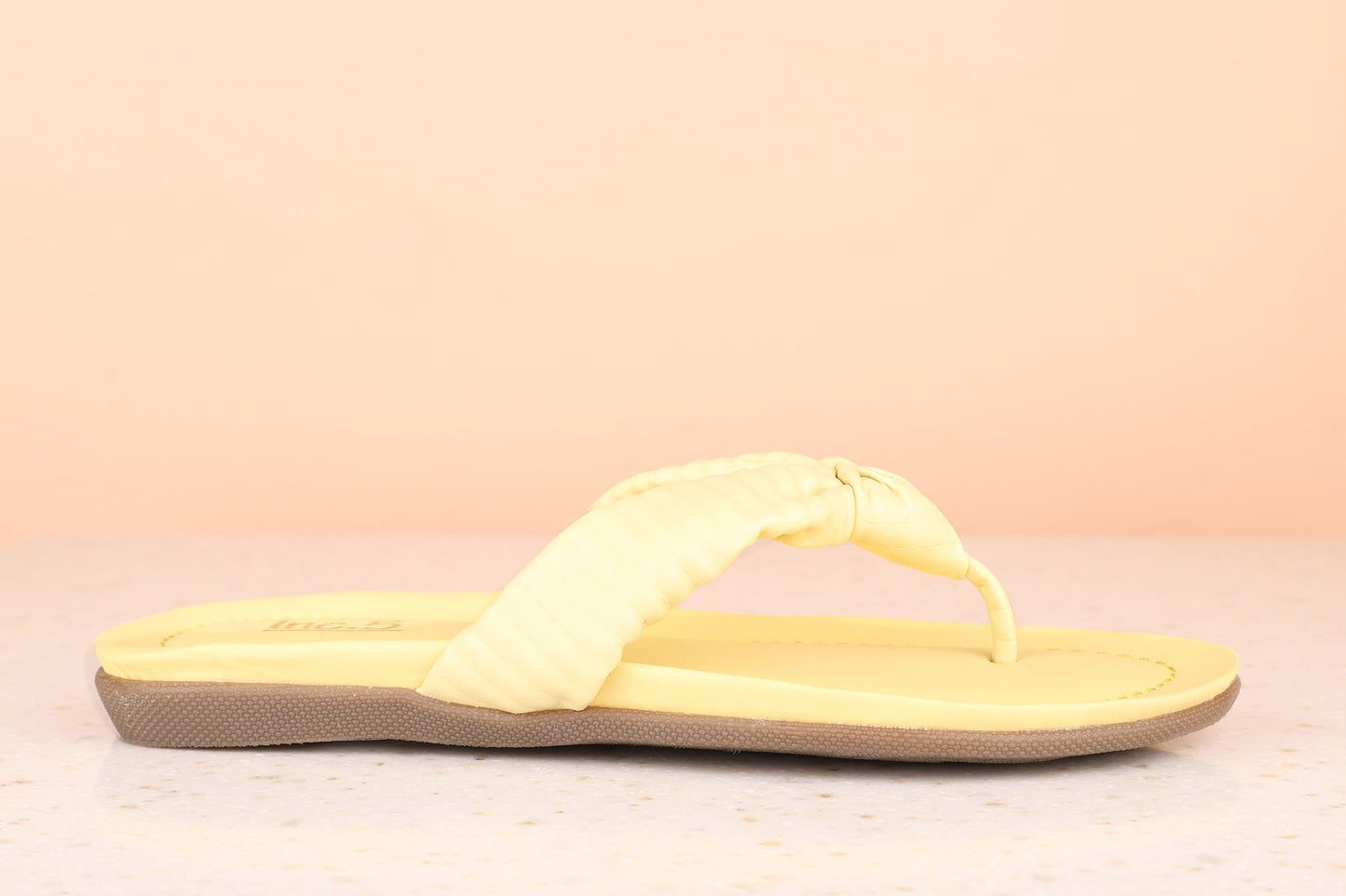 Women Yellow Textured Open Toe Flats