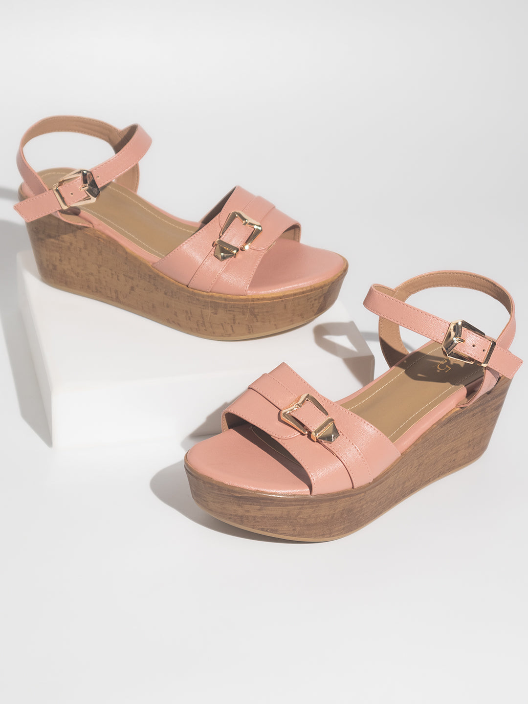 Buy ESTATOS PU Kitten Heels Peach Color Women Sandals(P44V1104) at Amazon.in