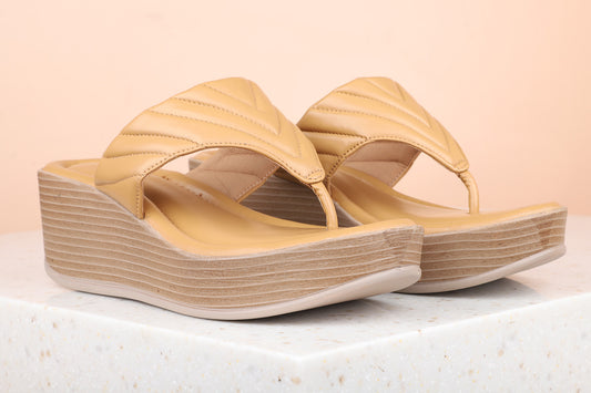 Women Chikoo Solid Wedges Sandals