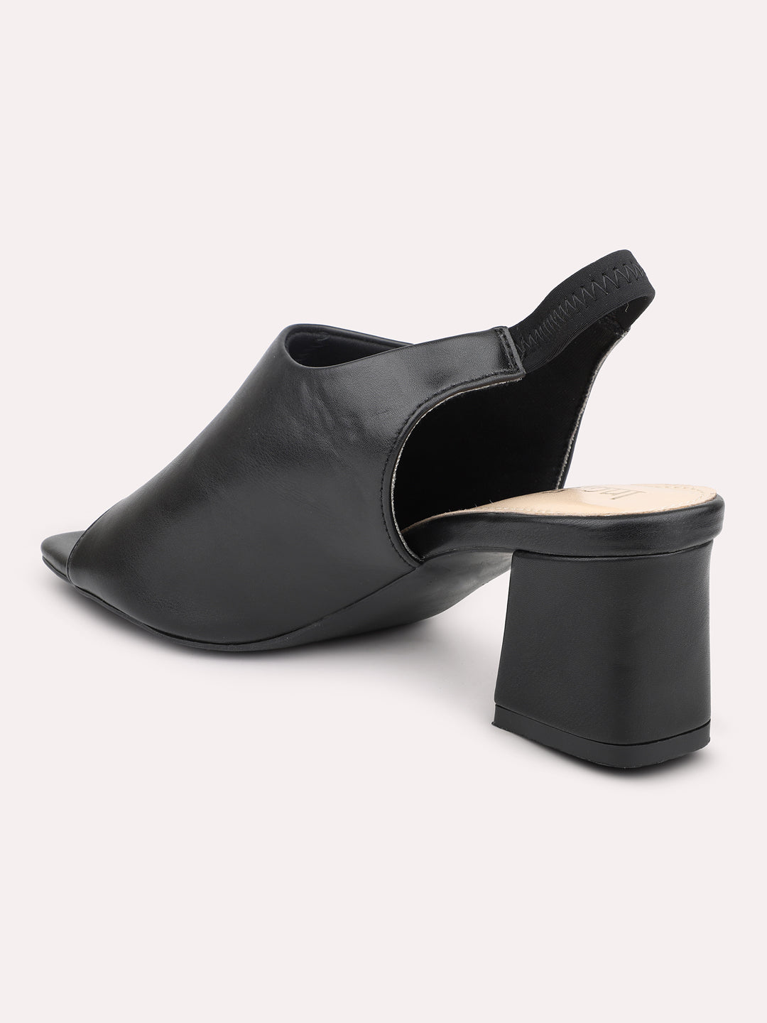 Women Black Peep Toes Block Heels