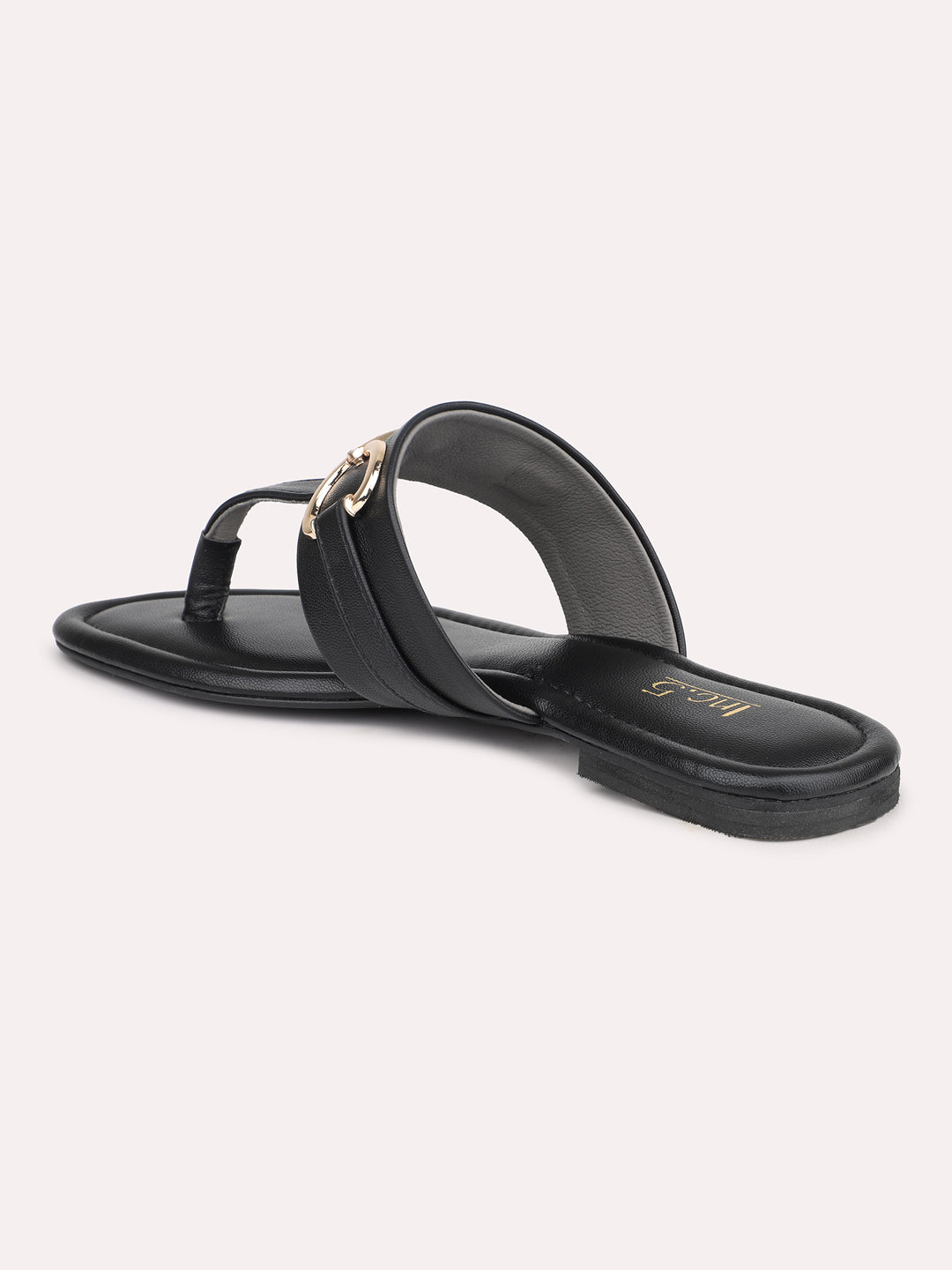 Women Black Open Toe Flats