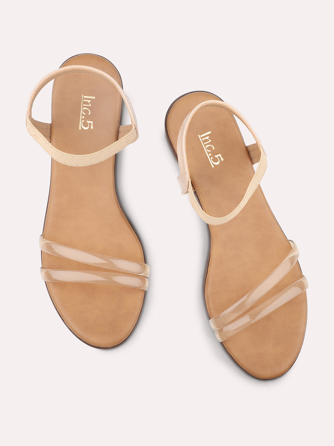 Women Beige Transparent Solid Block Heels