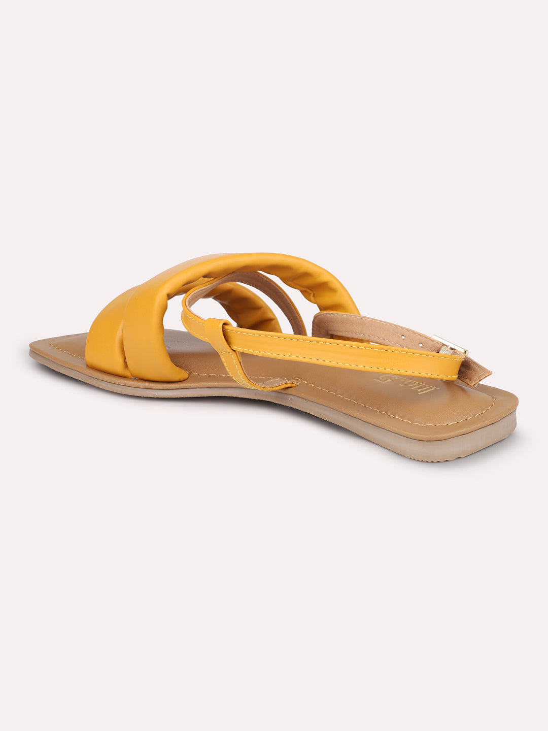 Women Mustard Solid Open Toe Flats