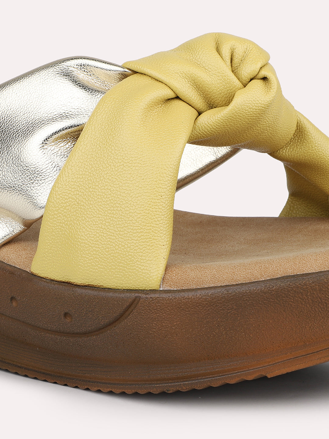 Women Yellow And Gold-Toned Wedge Heels