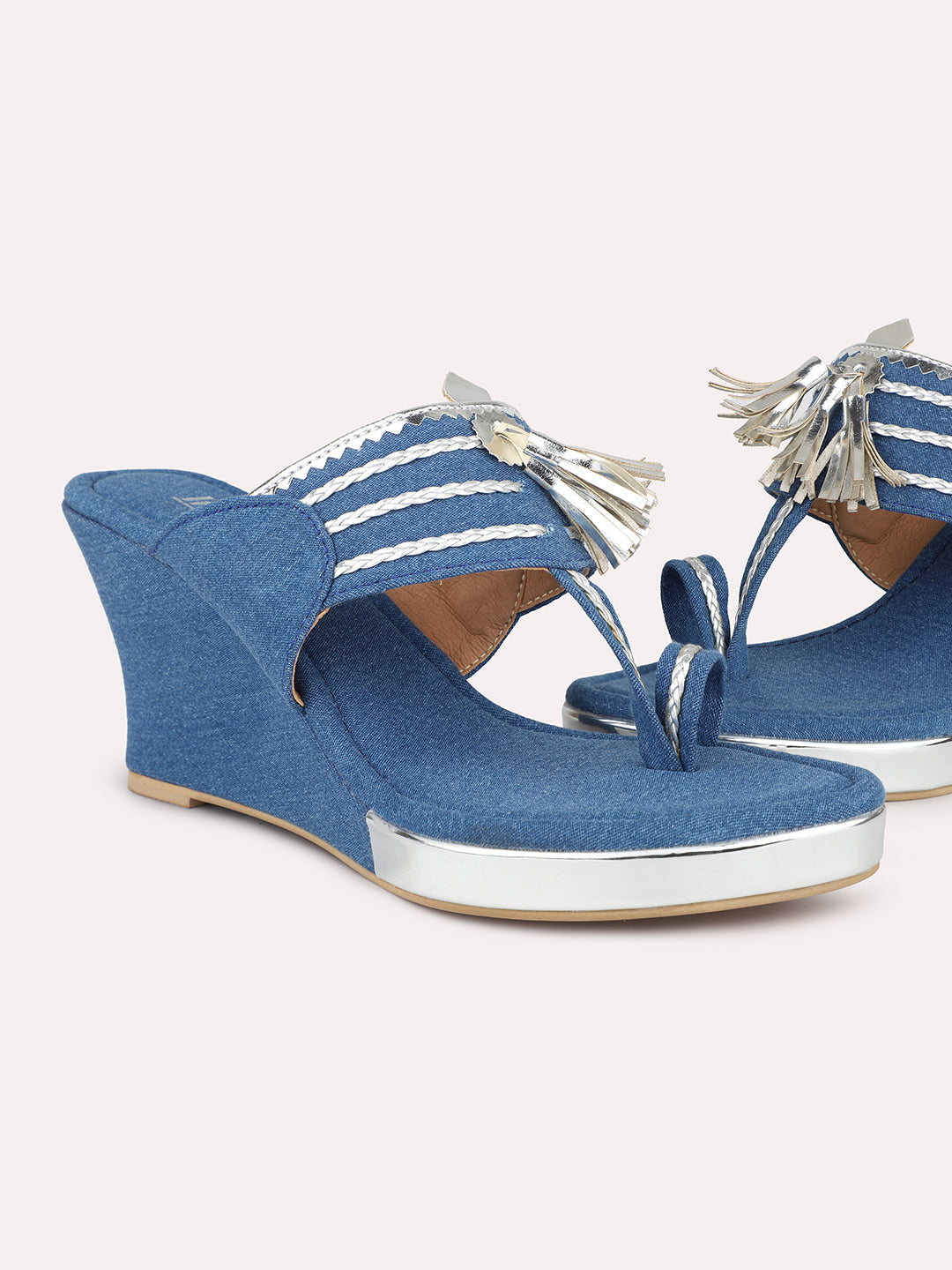 Denim wedge heel shoes best sale