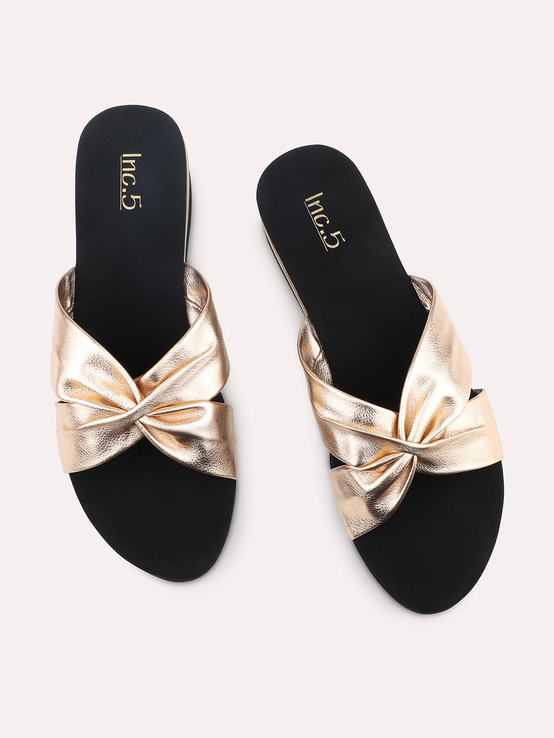 Women Rose Gold Embellished Wedges Heels