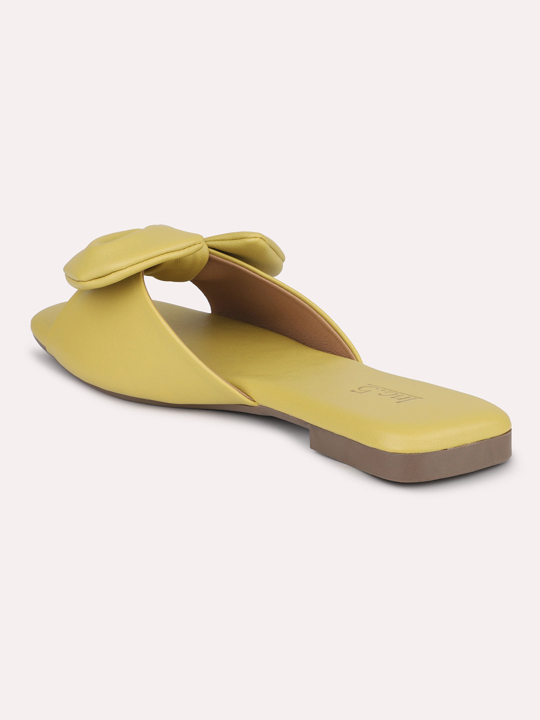 Women Yellow Open Toe Flats With Bows