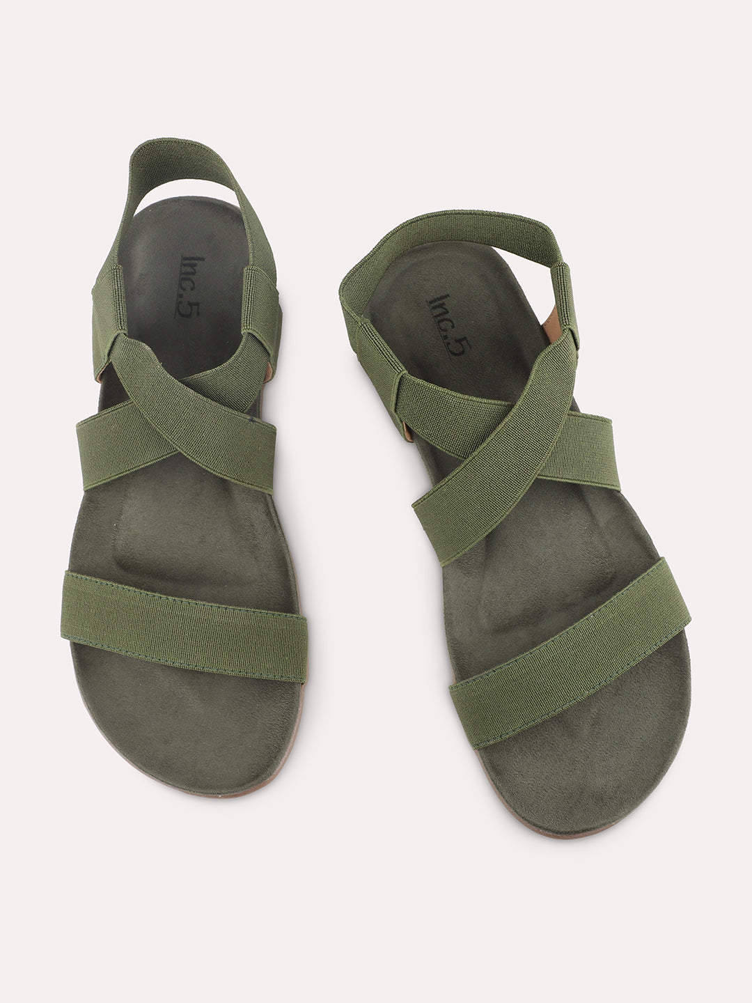 Women Green Solid Open Toe Flats