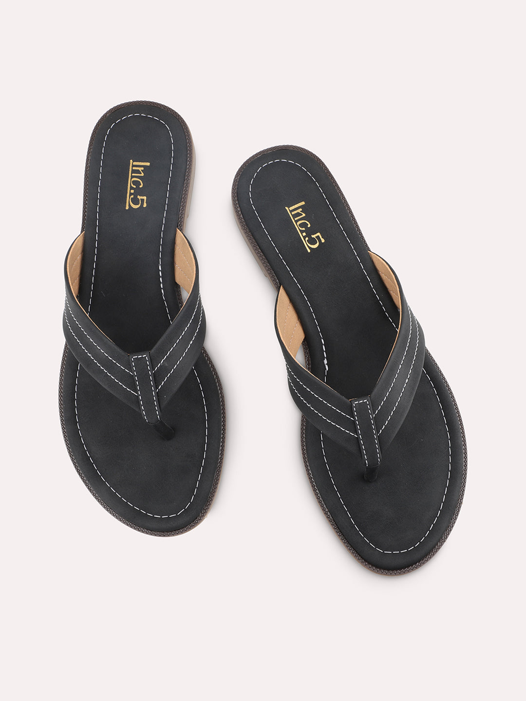 Women Black Open Toe Flats