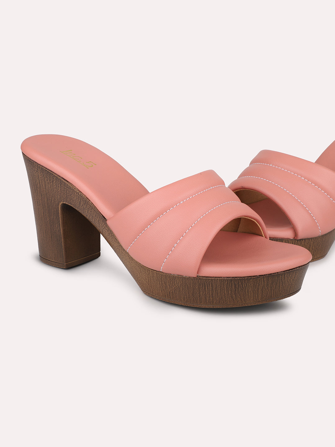 Women Peach Solid Platform Heels