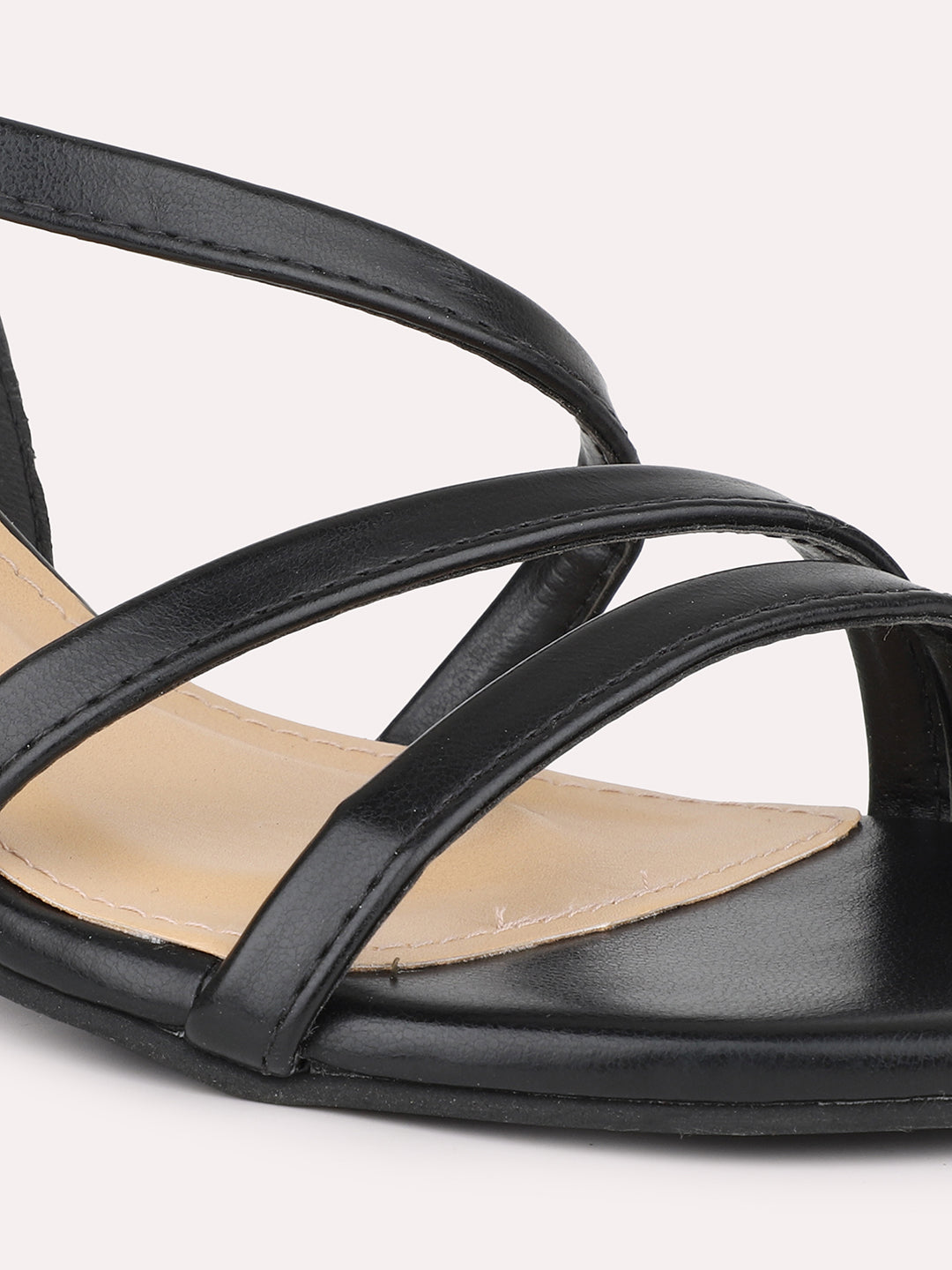 Women Black Solid Slim Heeled Sandals