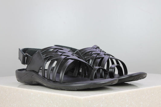 TRI-BAND VELCRO SANDAL-BLACK-Men's Sandal-Inc5 Shoes