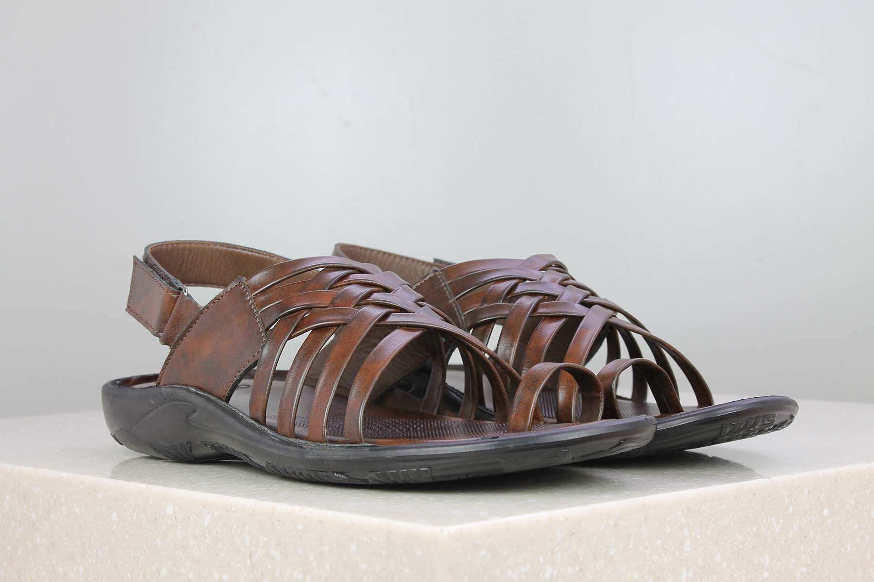 TRI-BAND VELCRO SANDAL-BROWN-Men's Sandal-Inc5 Shoes