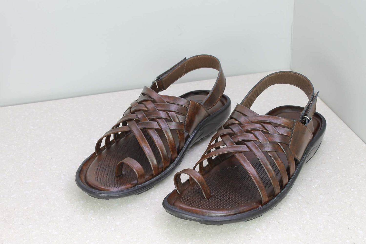 TRI-BAND VELCRO SANDAL-BROWN-Men's Sandal-Inc5 Shoes