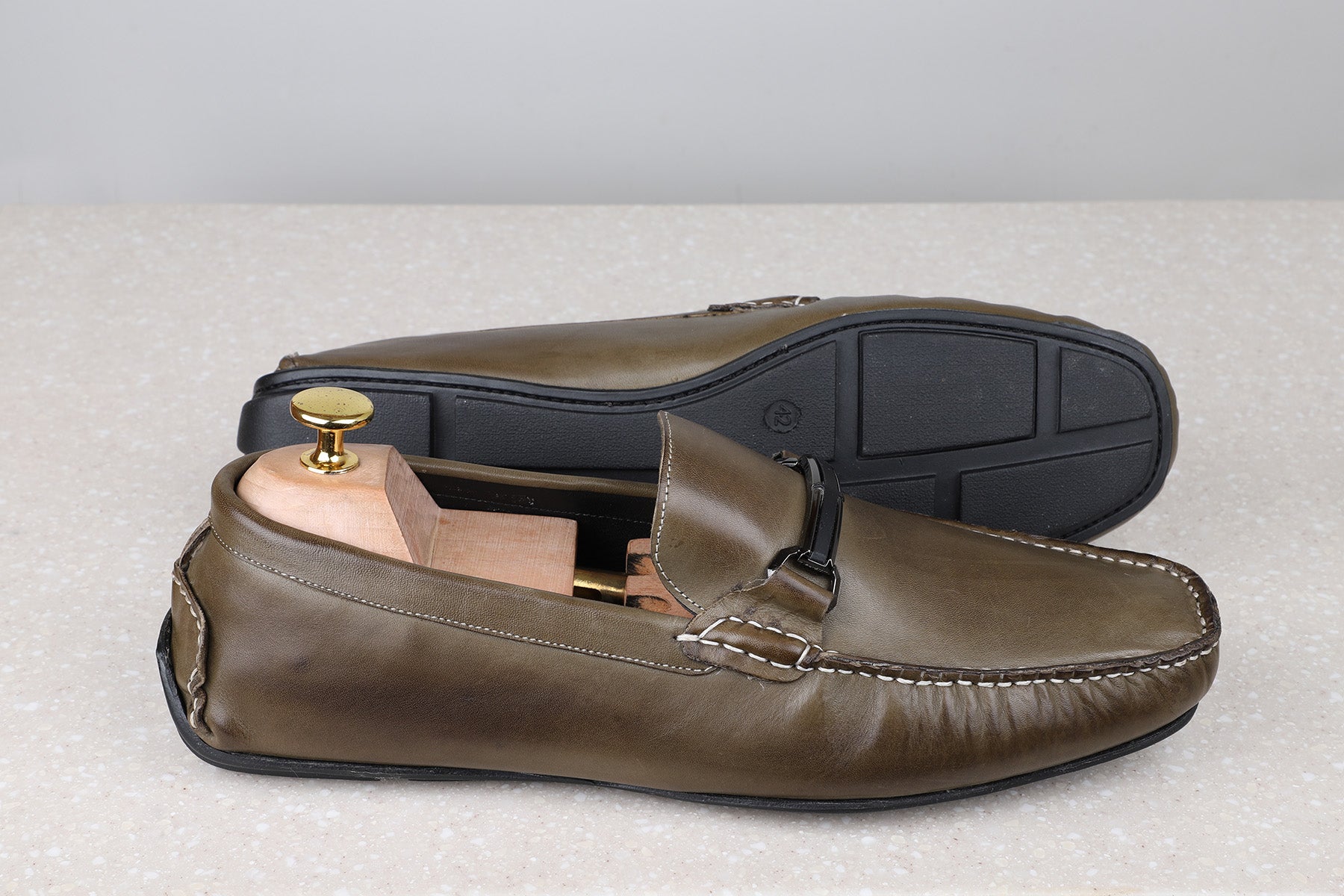 DRIVING CASUAL LEATHER SHOES-OLIVE-Men's Driving Shoes-Inc5 Shoes