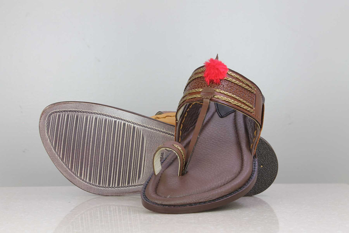 TOE THONG - BROWN-Men's Slippers-Inc5 Shoes