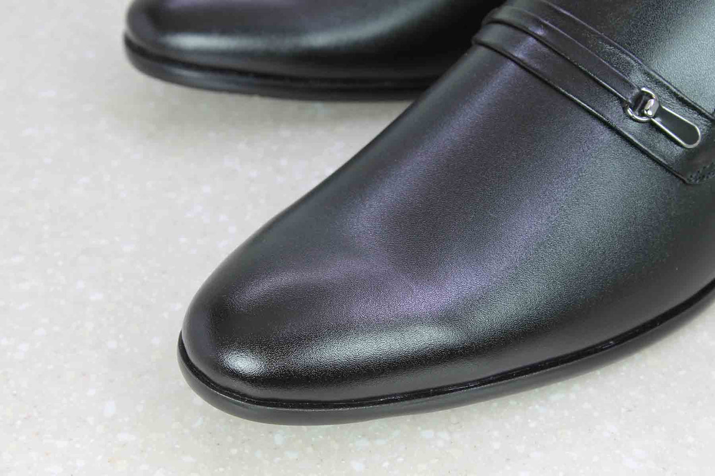 BROOCH LEATEHR SLIPPON-BLACK-Men's Formal Shoe-Inc5 Shoes