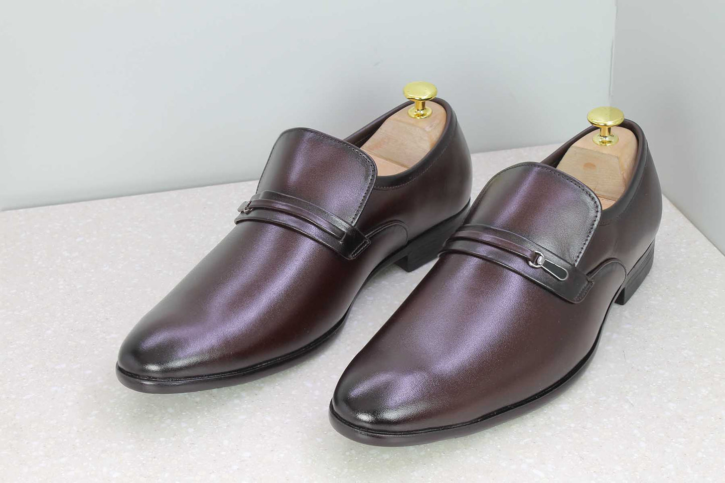 BROOCH LEATEHR SLIPPON-CHERRY-Men's Formal Shoe-Inc5 Shoes