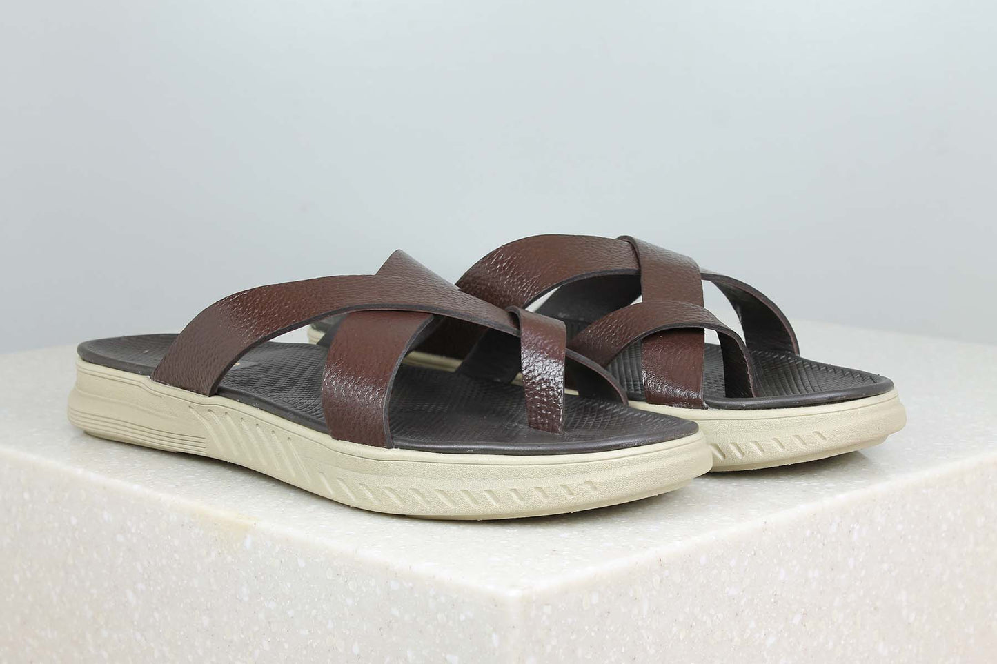 THONG CASUAL SLIPPER-BROWN-Men's Slippers-Inc5 Shoes