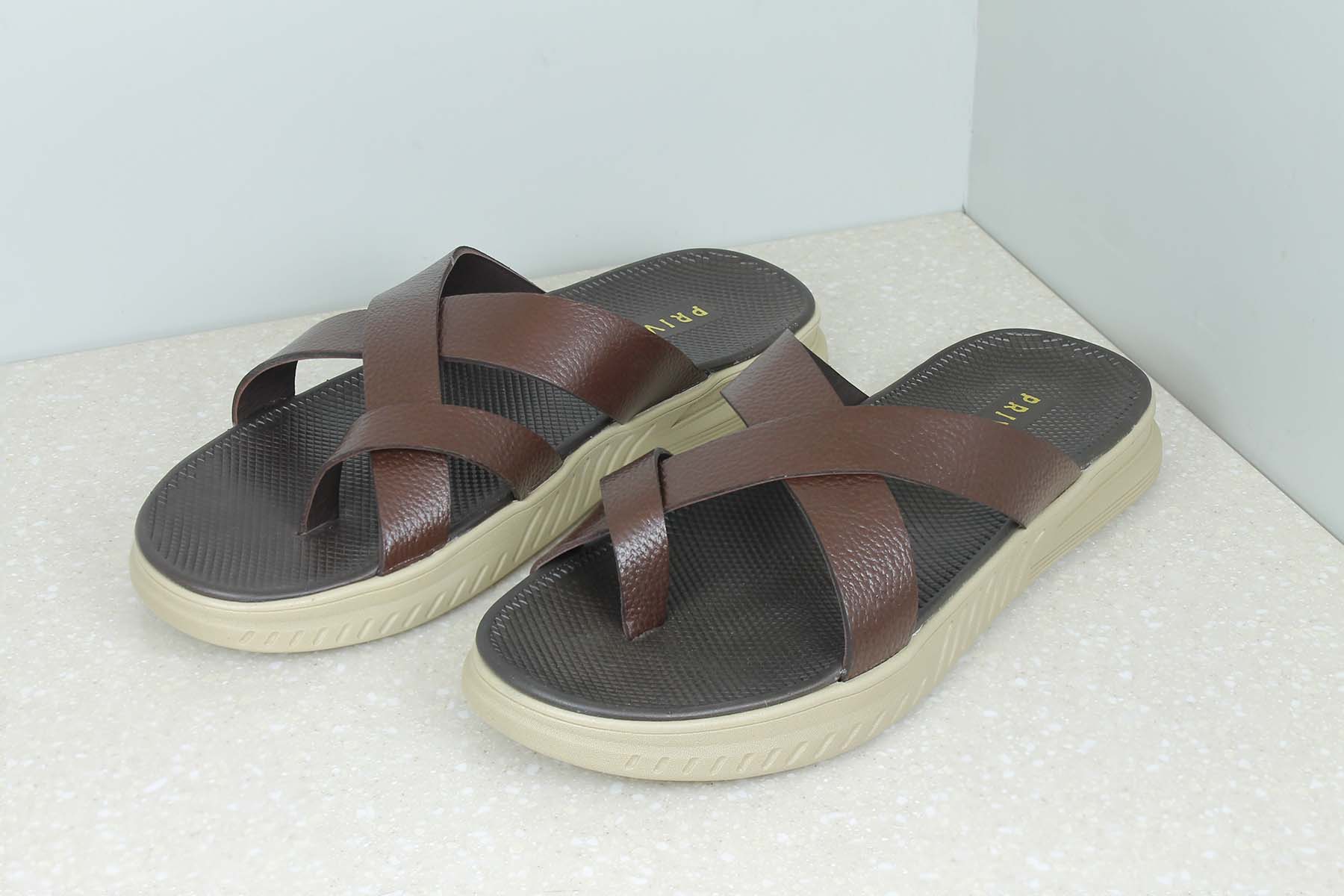 THONG CASUAL SLIPPER-BROWN-Men's Slippers-Inc5 Shoes