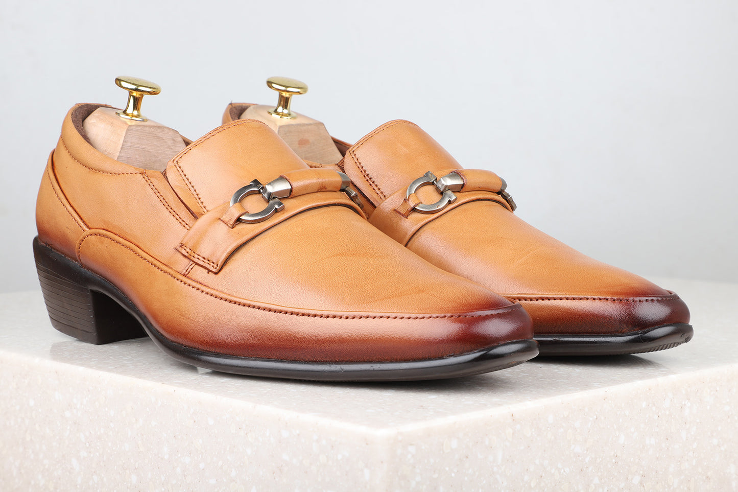 Privo Brooch Slippon Shoe-Tan For Men