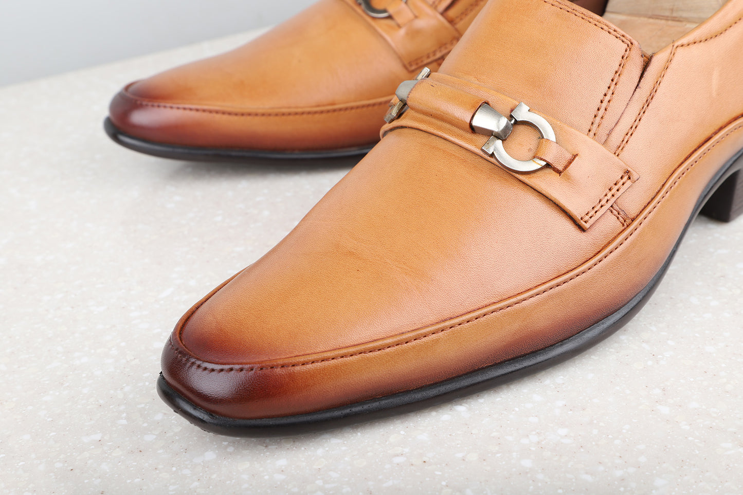 Privo Brooch Slippon Shoe-Tan For Men