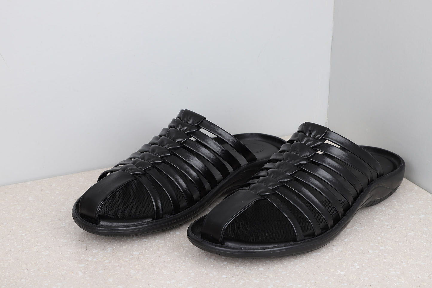 CASUAL SLIPPERS-BLACK-Men's Slippers-Inc5 Shoes