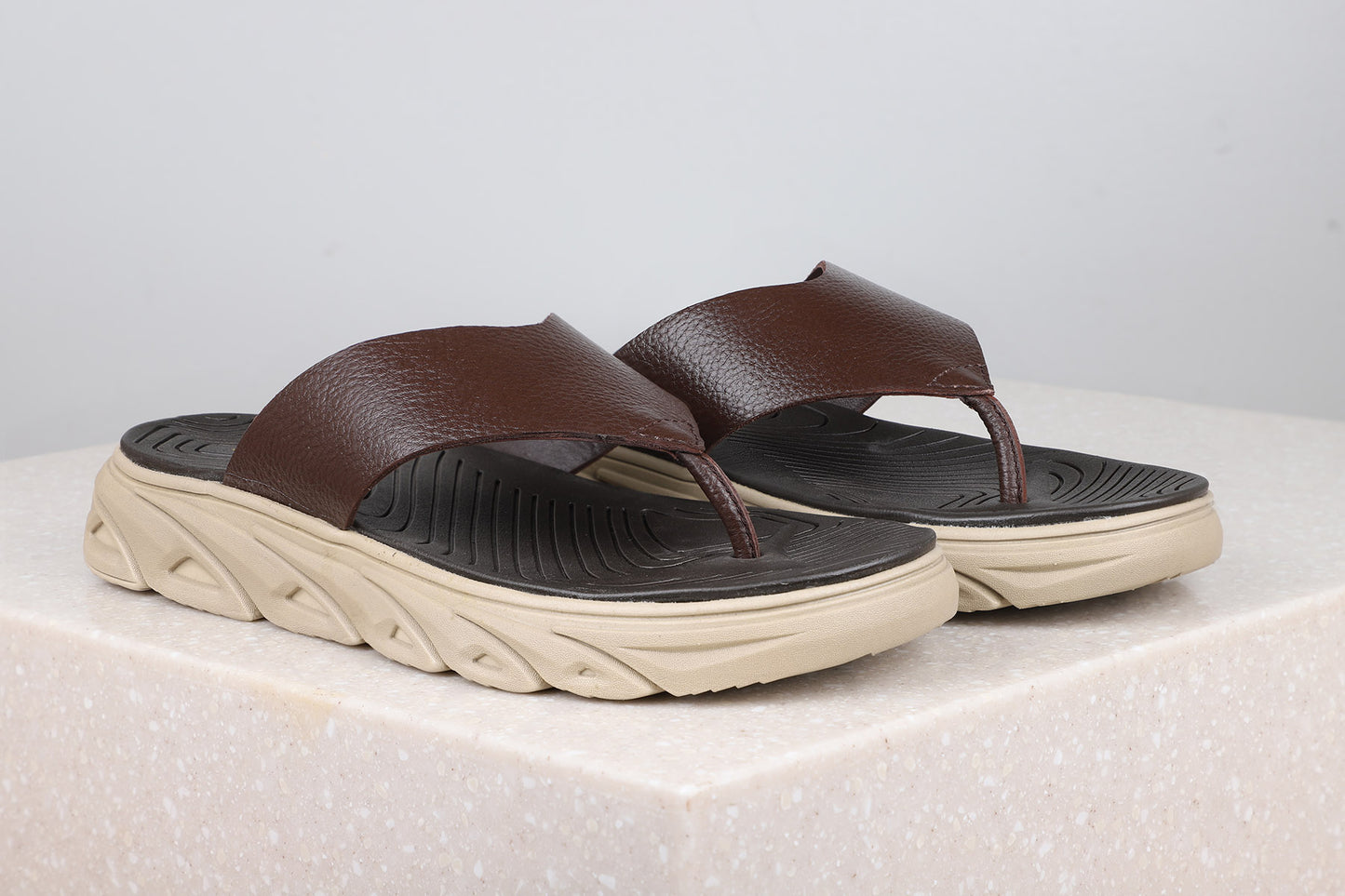 CASUAL SLIPPERS-BROWN-Men's Slippers-Inc5 Shoes