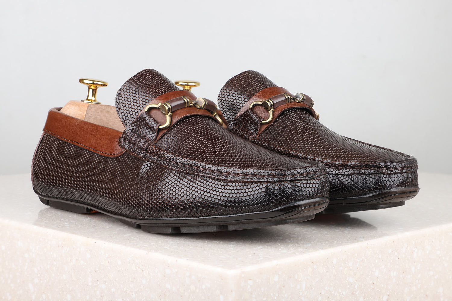 Privo Textured Driving Shoe-Brown For Men