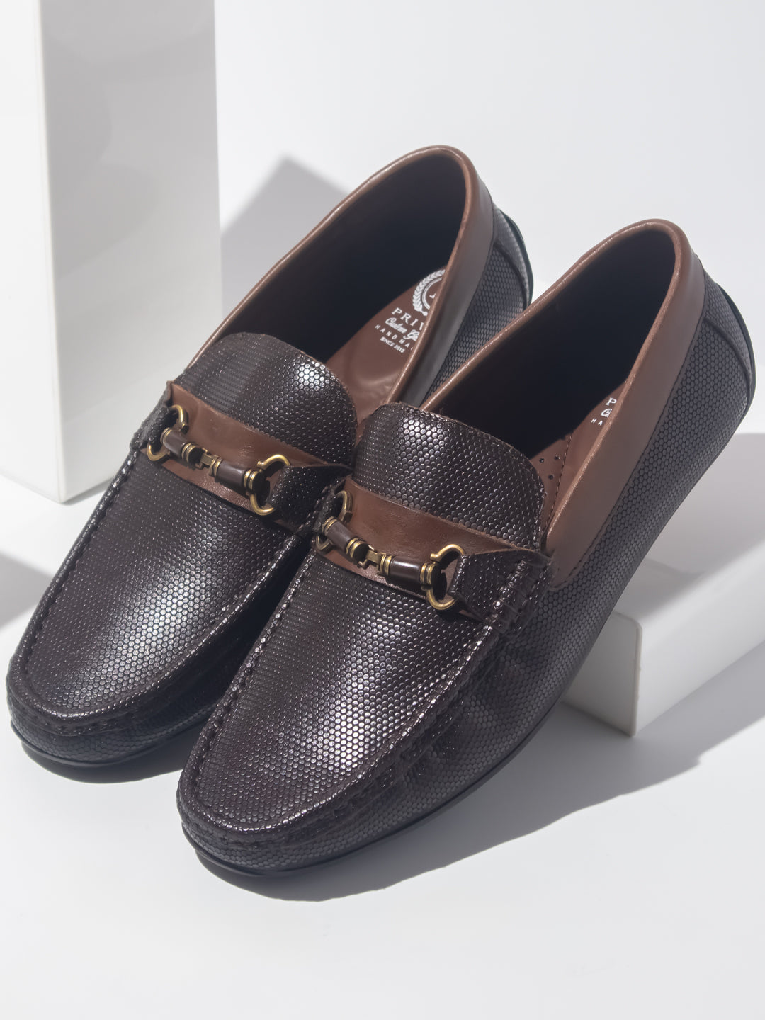 Privo Textured Driving Shoe-Brown For Men