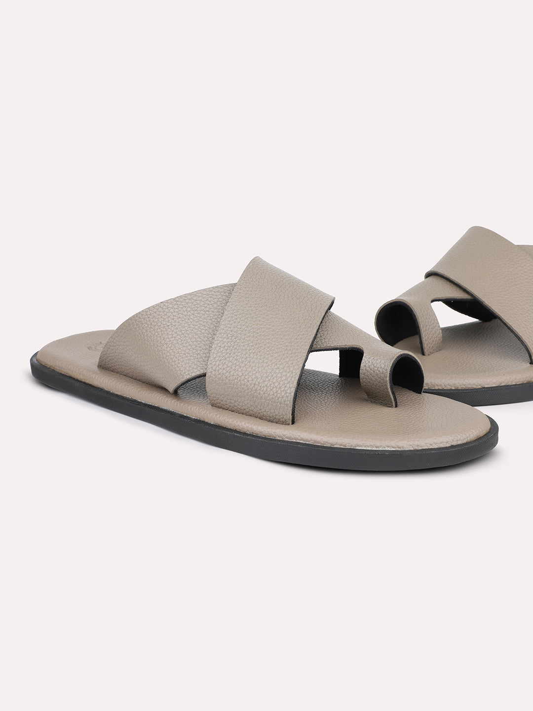 Privo Beige One Toe Casual Sandal For Men