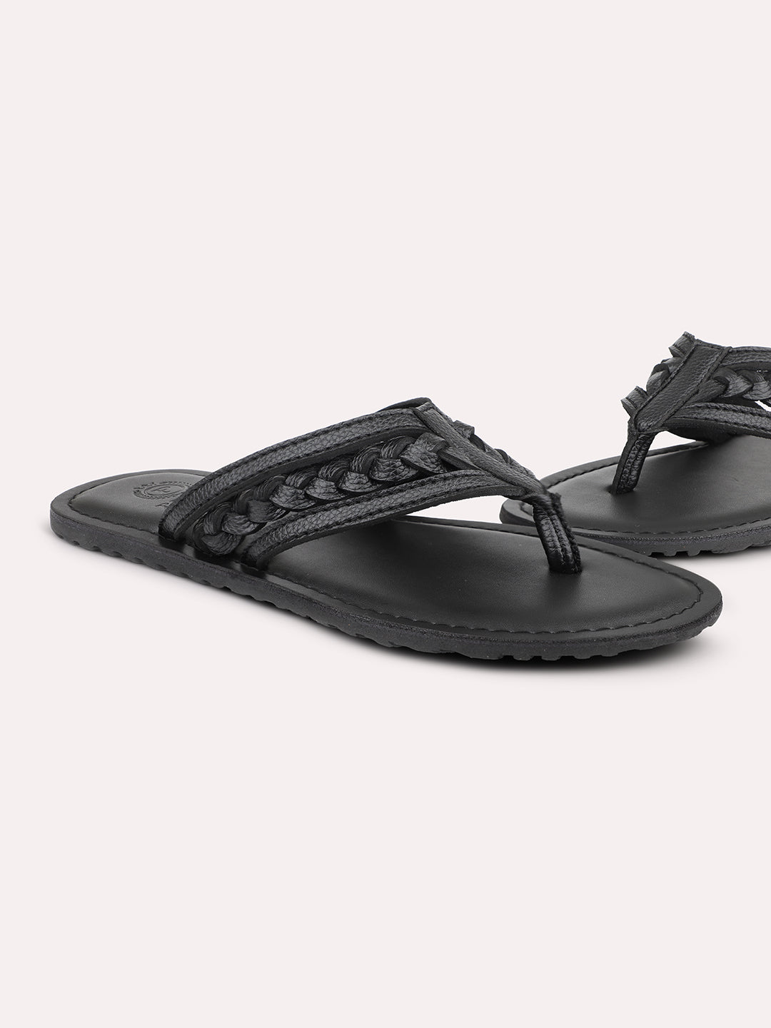 Privo Black Textured Casual Sandal For Men