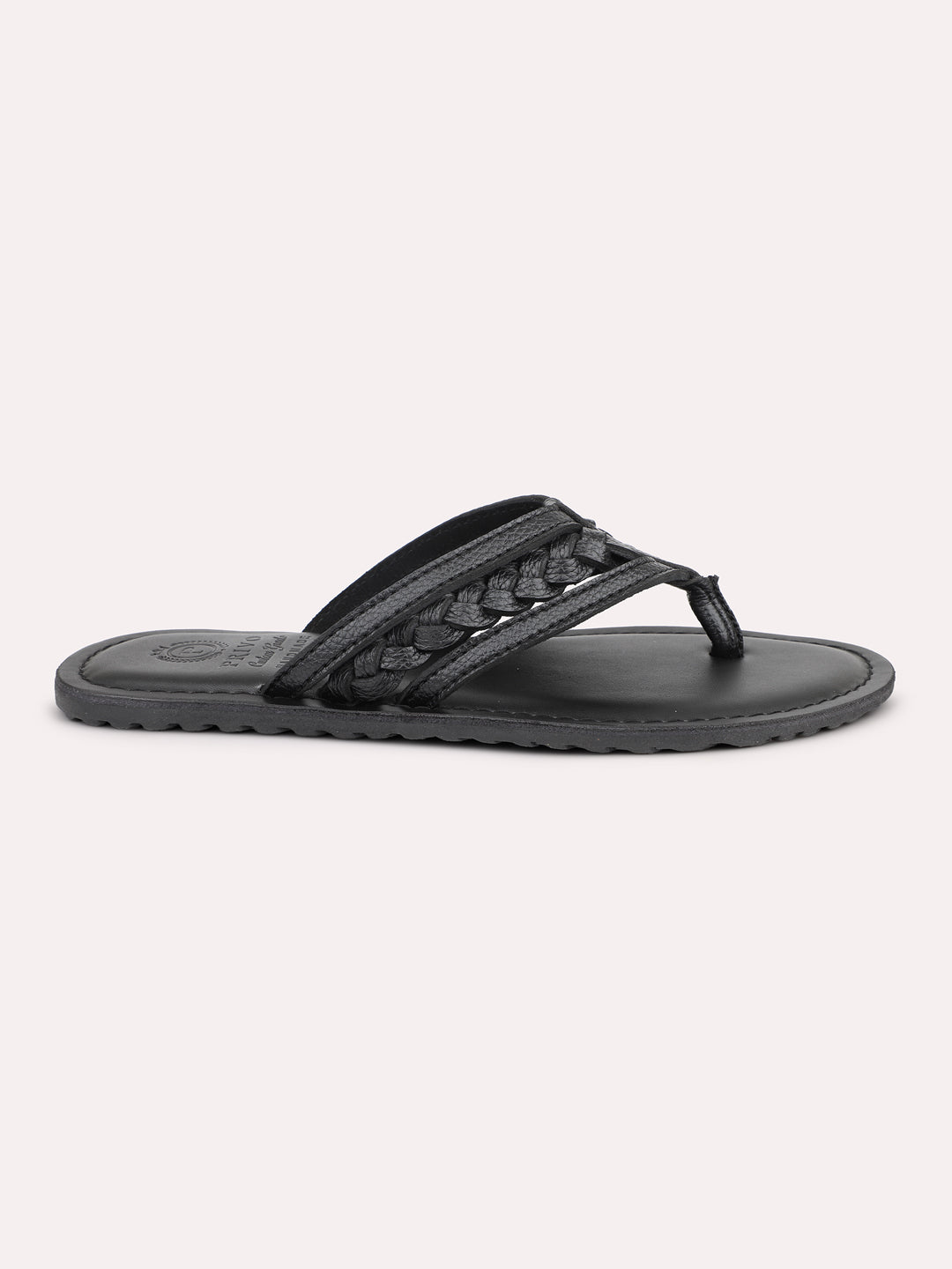 Privo Black Textured Casual Sandal For Men