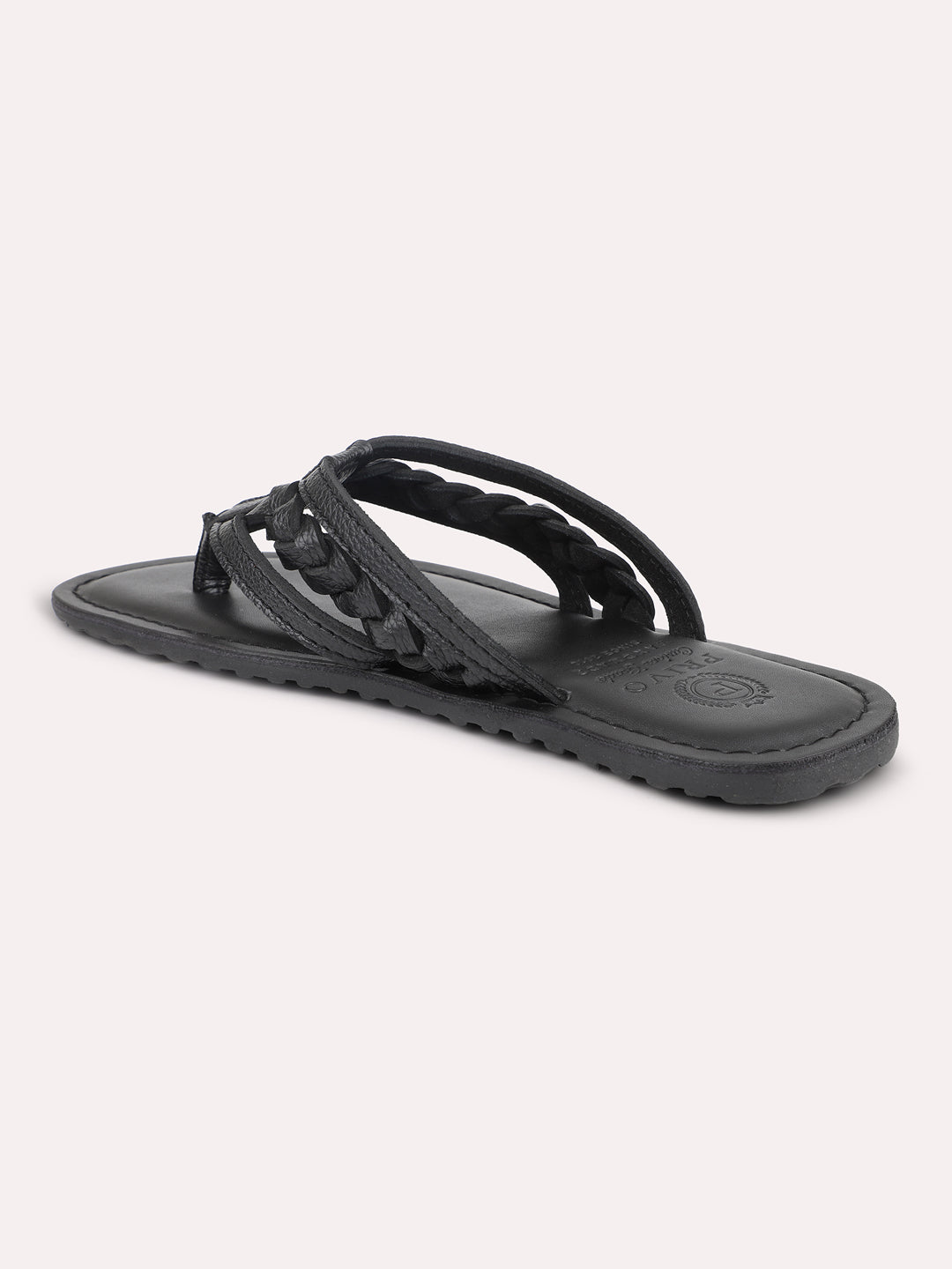 Privo Black Textured Casual Sandal For Men