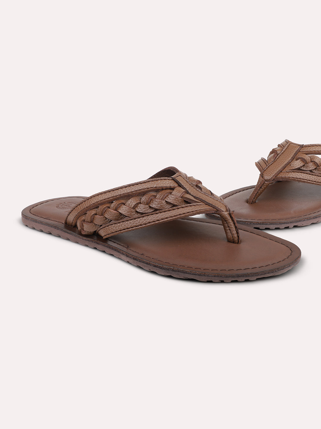 Privo Brown Textured Casual Sandal For Men