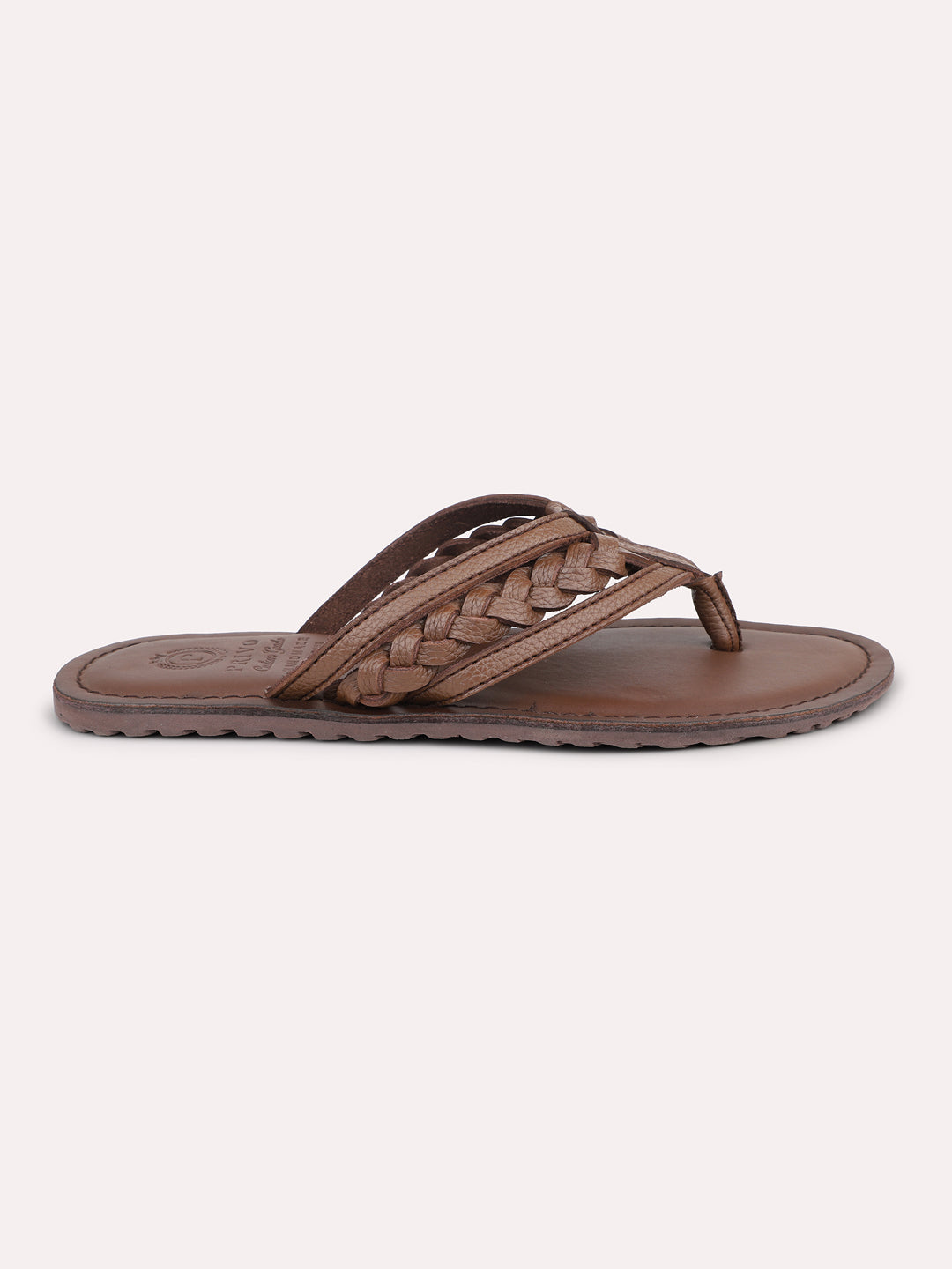 Privo Brown Textured Casual Sandal For Men