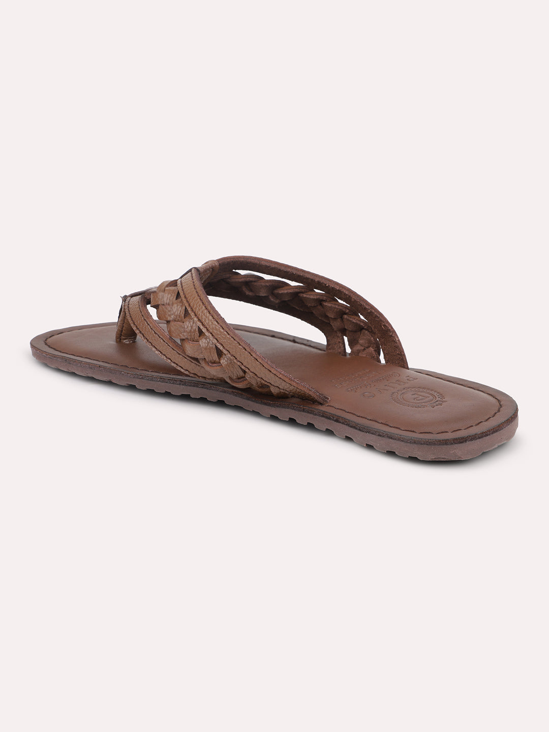 Privo Brown Textured Casual Sandal For Men