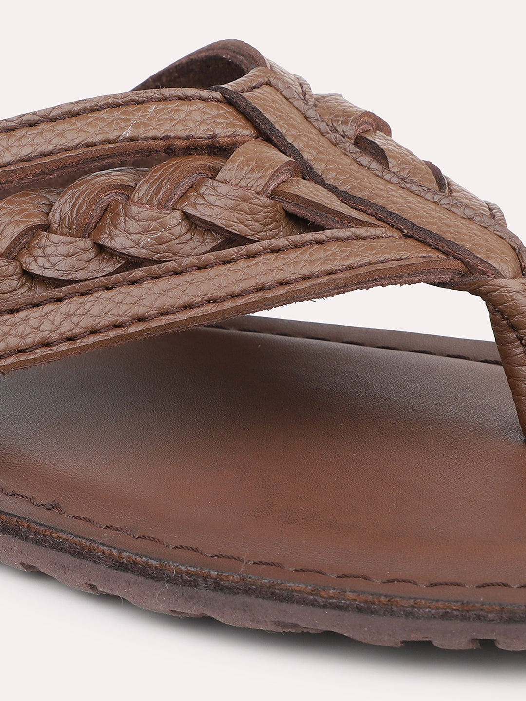 Privo Brown Textured Casual Sandal For Men