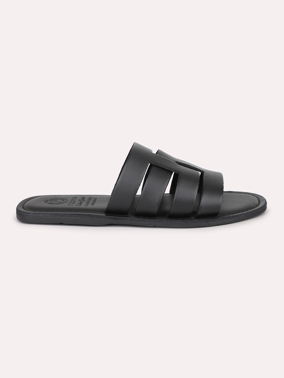 Privo Black Strap Casual Sandal For Men